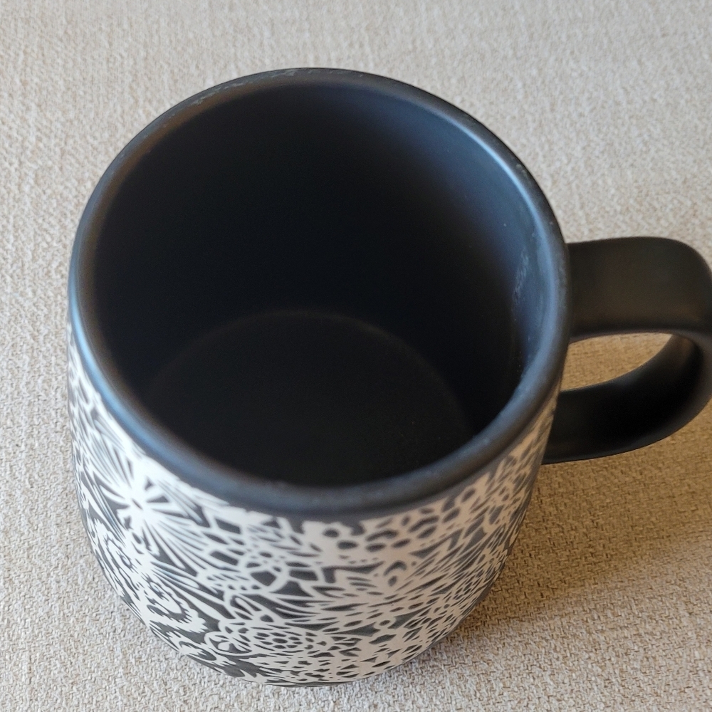 Opal House Stoneware Brown and Ivory 5" Coffee Mug with Floral Pattern - Picture 3 of 4